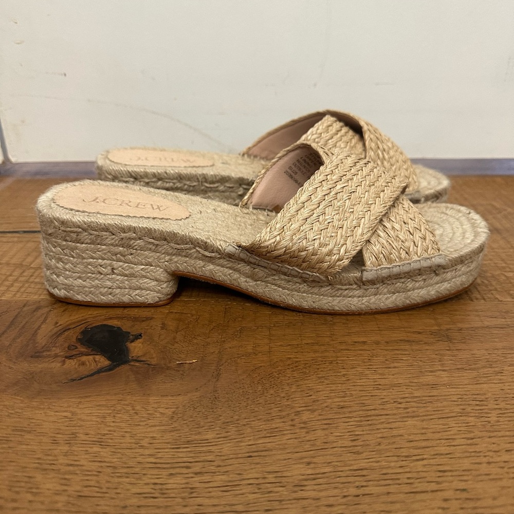 J Crew Made-in-Spain block-heel espadrilles raffia Size 11 - Picture 7 of 7